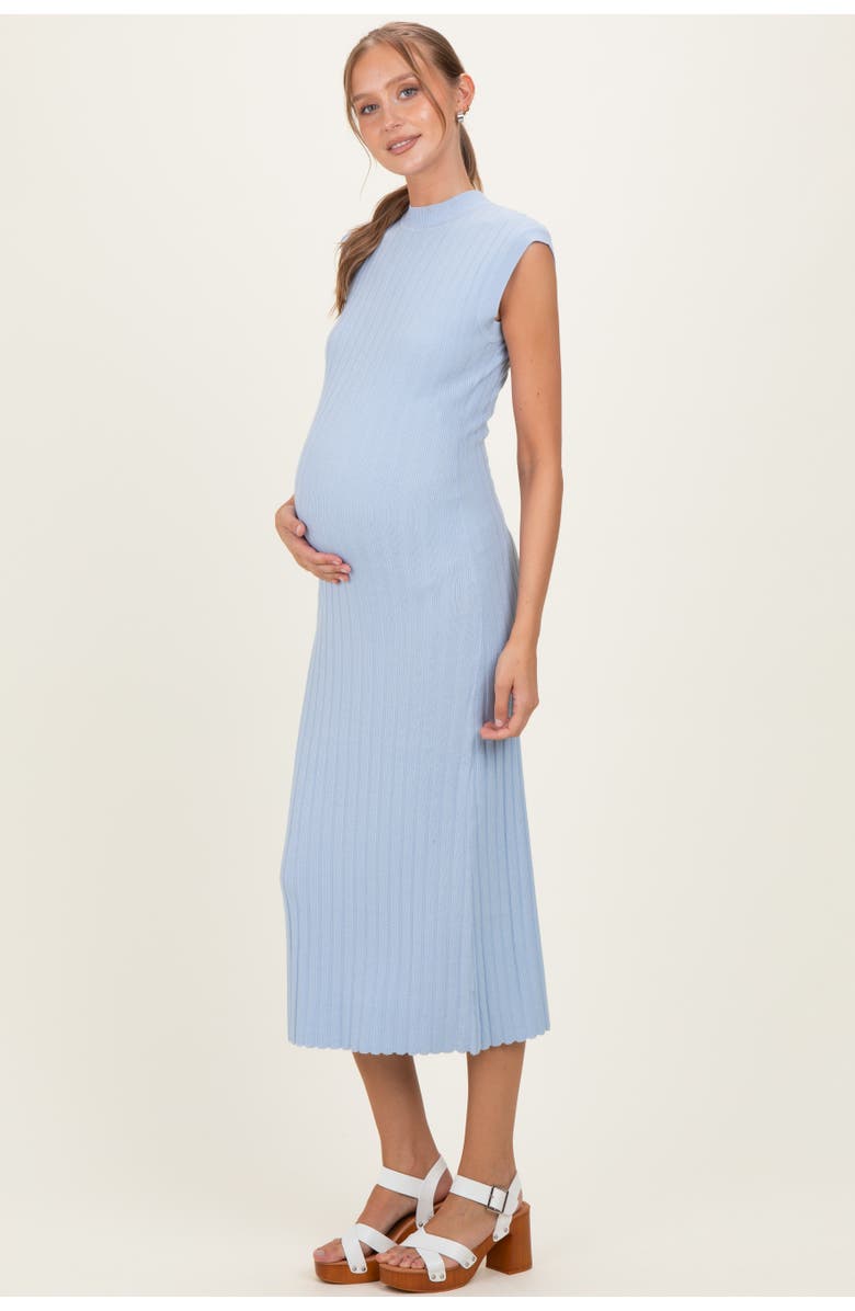 PinkBlush Ribbed Knit Mock Neck Maxi Dress, Alternate, color, Light Blue