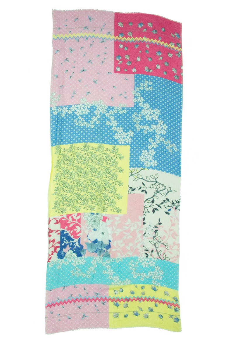 Happy Floral Print Scarf, Alternate, color, WHITE MULTI