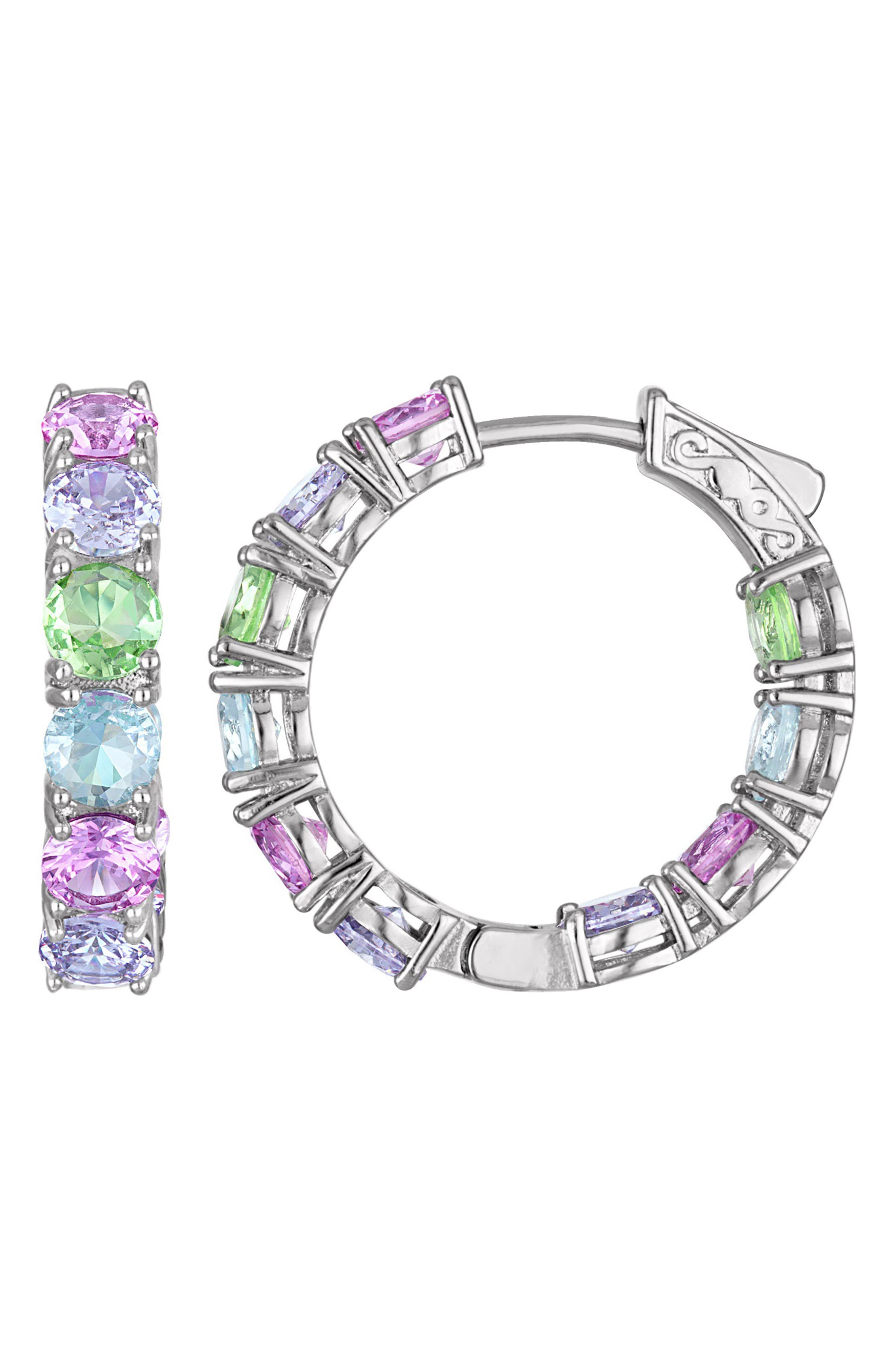FZN Multicolor Cubic Zirconia Hoop Earrings