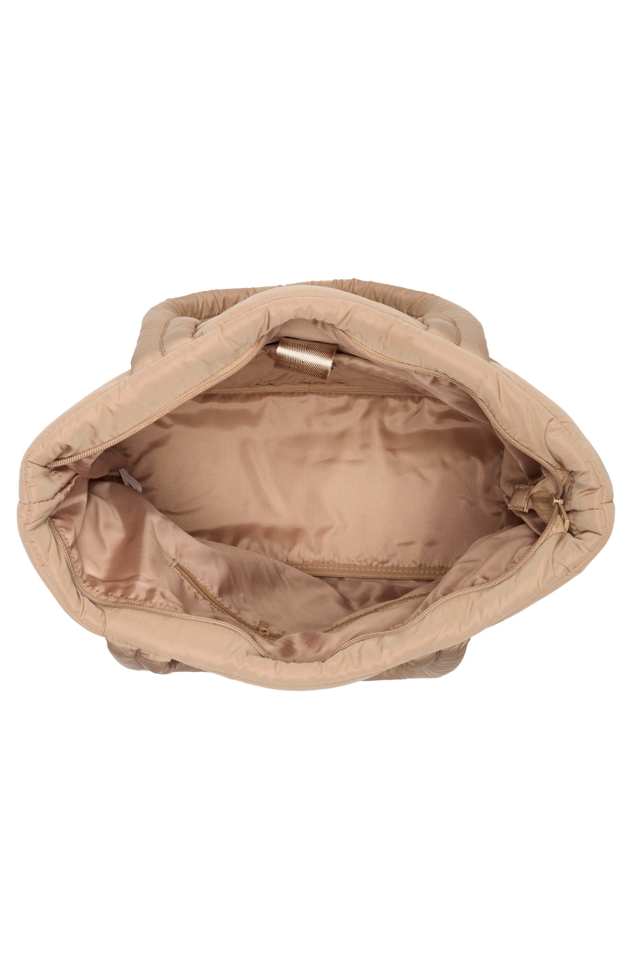 Minimal Floral Quilted Tote, Alternate, color, BEIGE