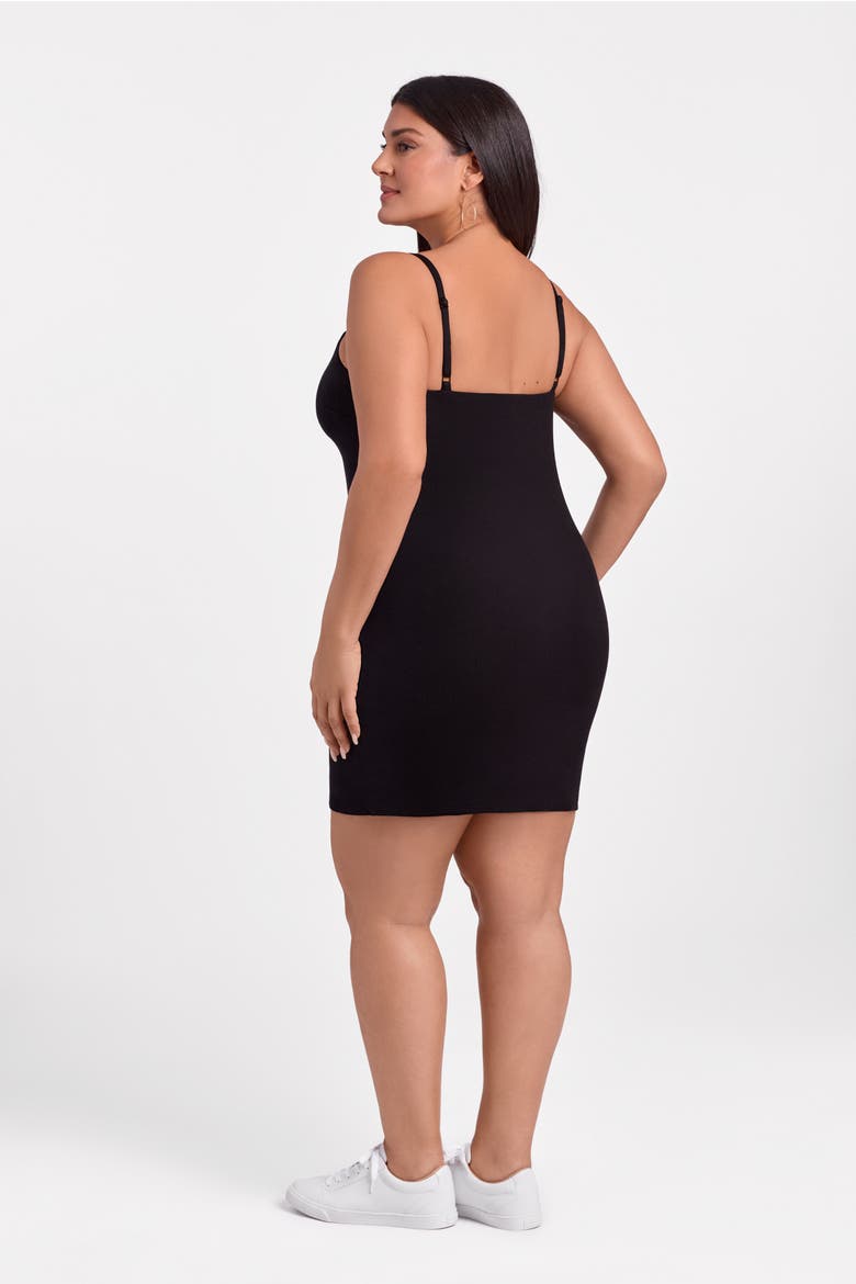 Sculpting Shapewear Rib Scoop Neck Cami Mini Dress, Alternate, color, Onyx Black Rib
