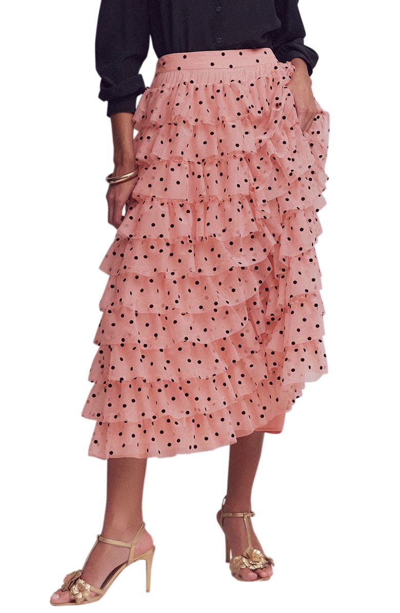Boden Ruffle Tulle Skirt, Main, color, Pink Painted Dot