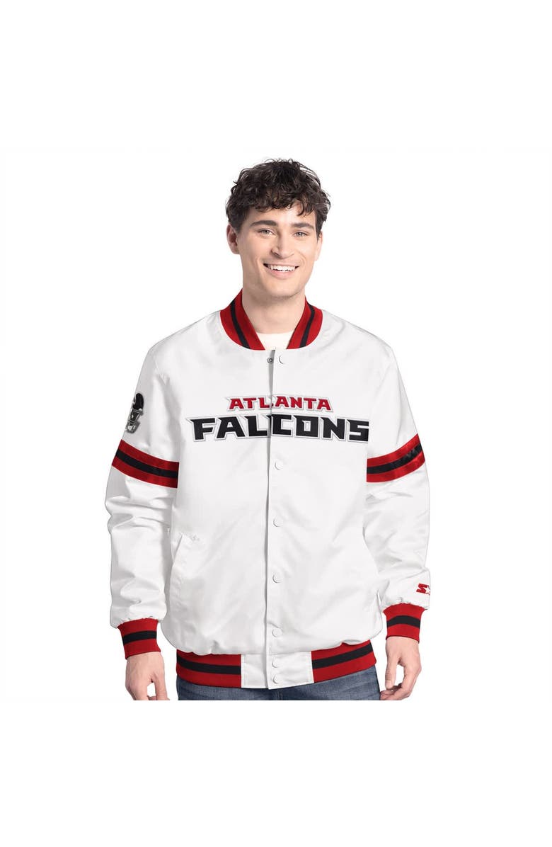 STARTER Men's Starter  White Atlanta Falcons Scout Full-Snap Varsity Jacket, Alternate, color, White