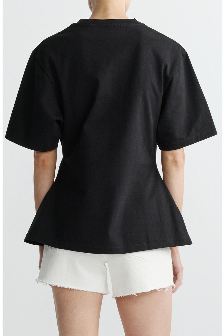 Cotton Jersey Peplum Girlfriend T-Shirt, Alternate, color, BLACK