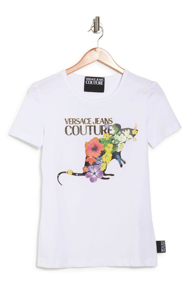 Versace Jeans Floral Logo Print T-Shirt, Alternate, color,