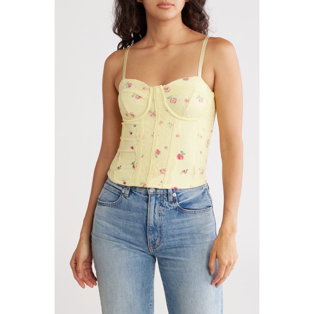 Madden Girl Lace Trim Corset Top In Yellow