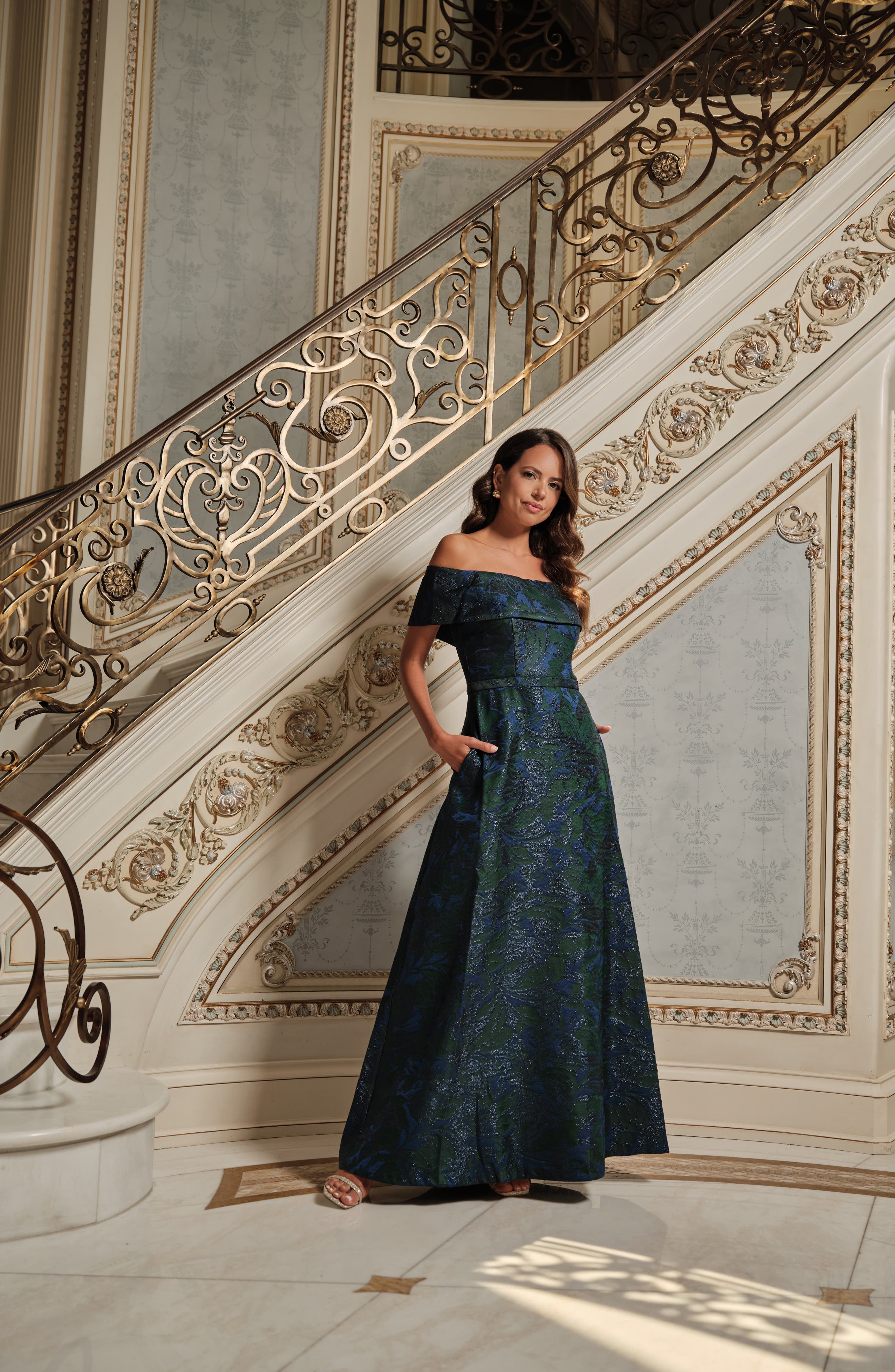brocade evening dresses Bordeaux Brocade Gown Teuta Matoshi