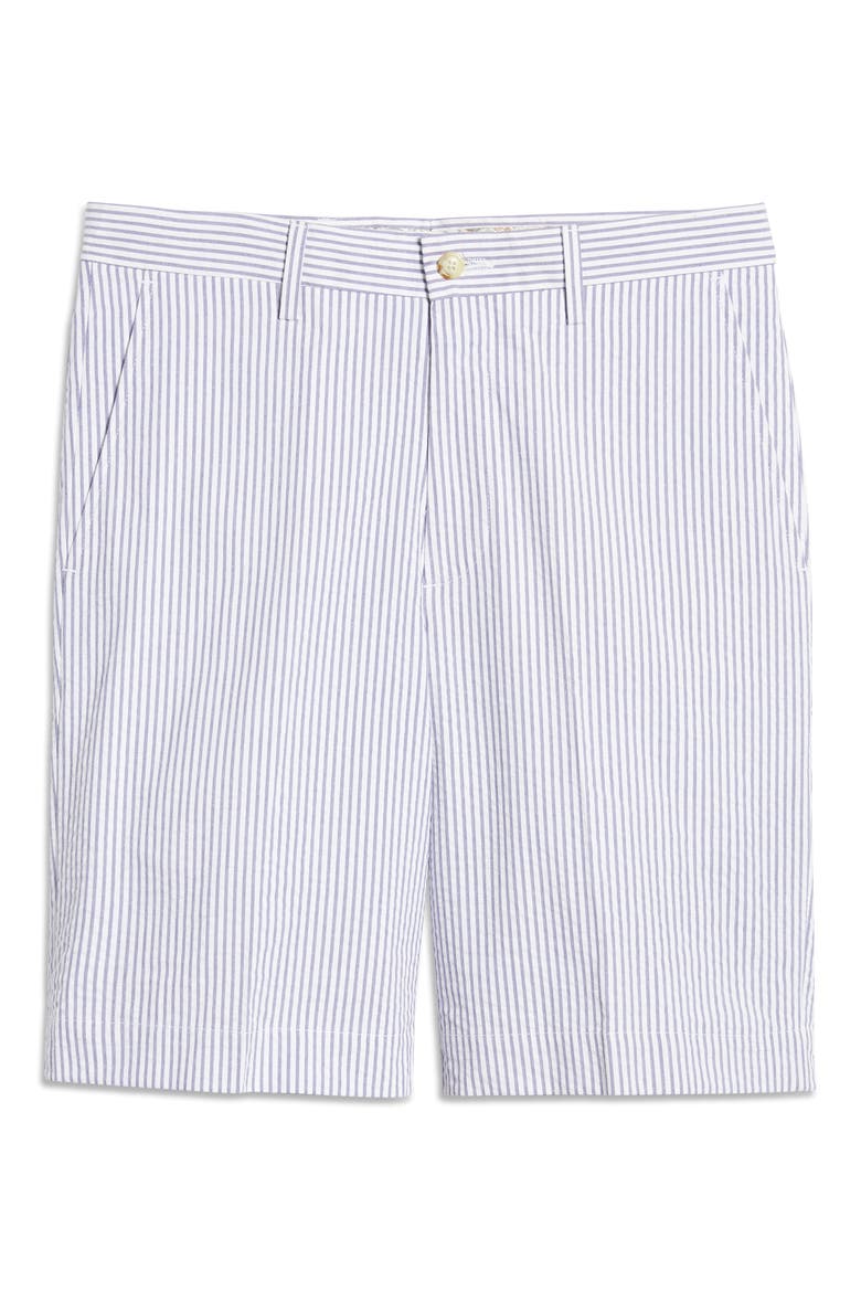 Flat Front Seersucker Shorts, Alternate, color, NAVY