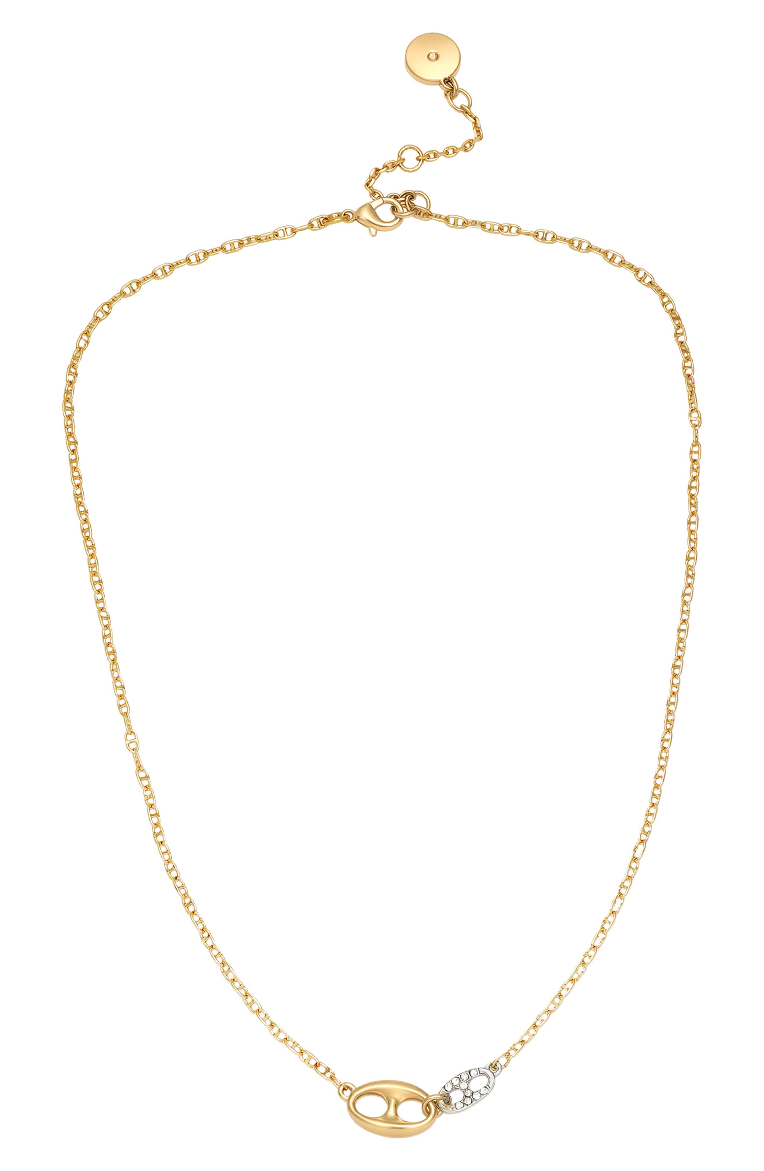 Two Tone Half Moon Necklace