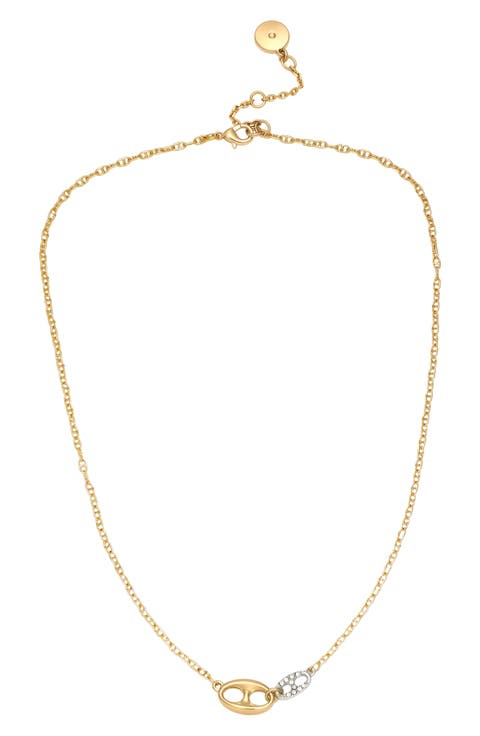 Two Tone Half Moon Necklace