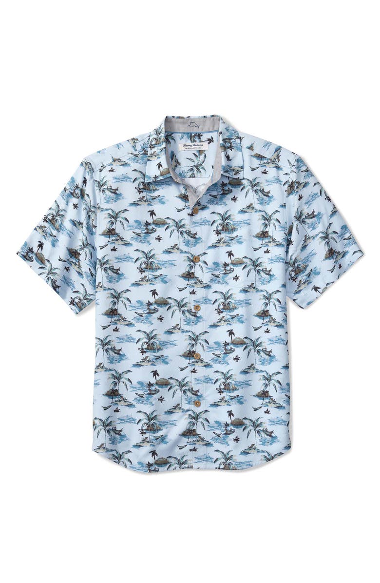 Tommy Bahama Coastal Ease Beachfront Paradise IslandZone<sup>®</sup> Short Sleeve Button-Up Shirt, Main, color, Dusty Larkspur