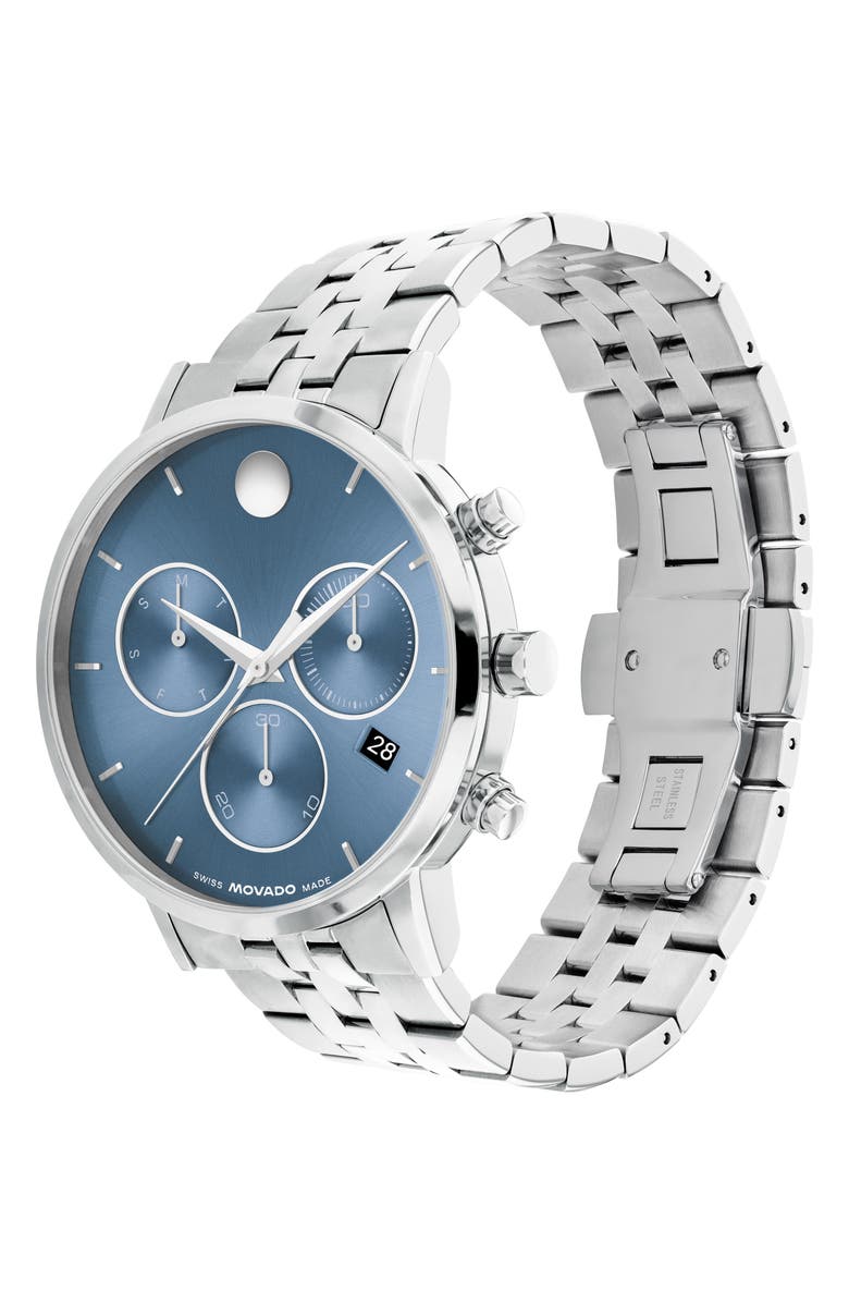 Movado Museum Classic Chronograph Bracelet Watch, 42mm, Alternate, color, Blue