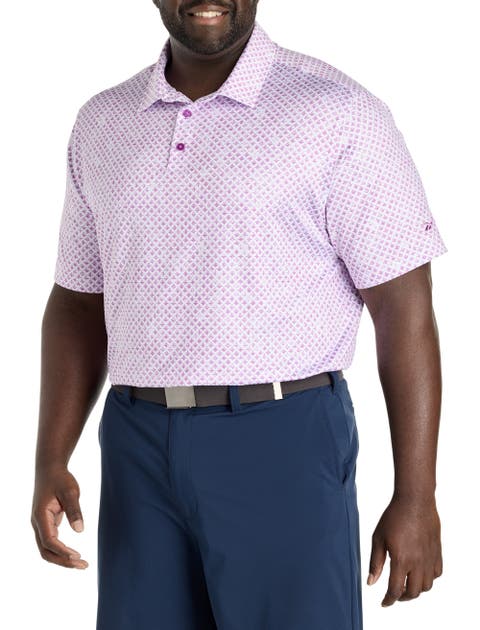 Big & Tall Performance Diamond Print Polo Shirt