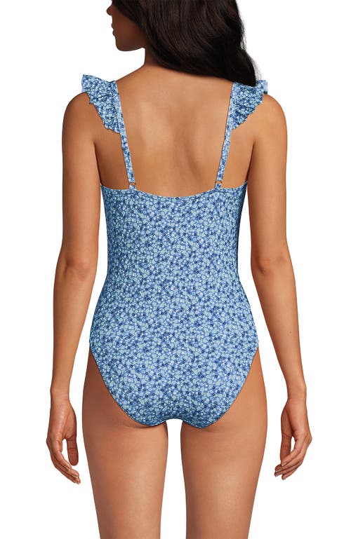 LANDS' END LANDS' END BALCONETTE RUFFLE HIGH LEG ONE PIECE SWIMSUIT