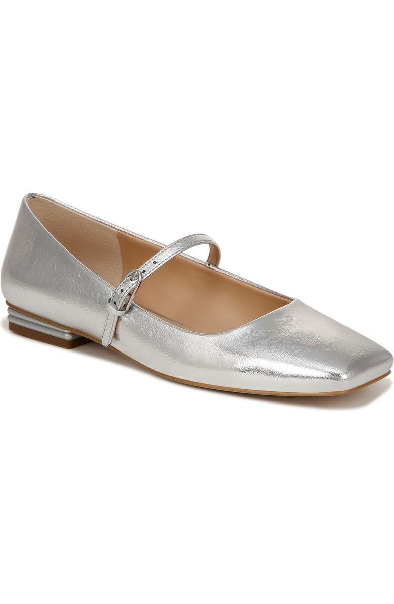 Franco Sarto Tinsley Square Toe Mary Jane Flat, Main, color, Silver