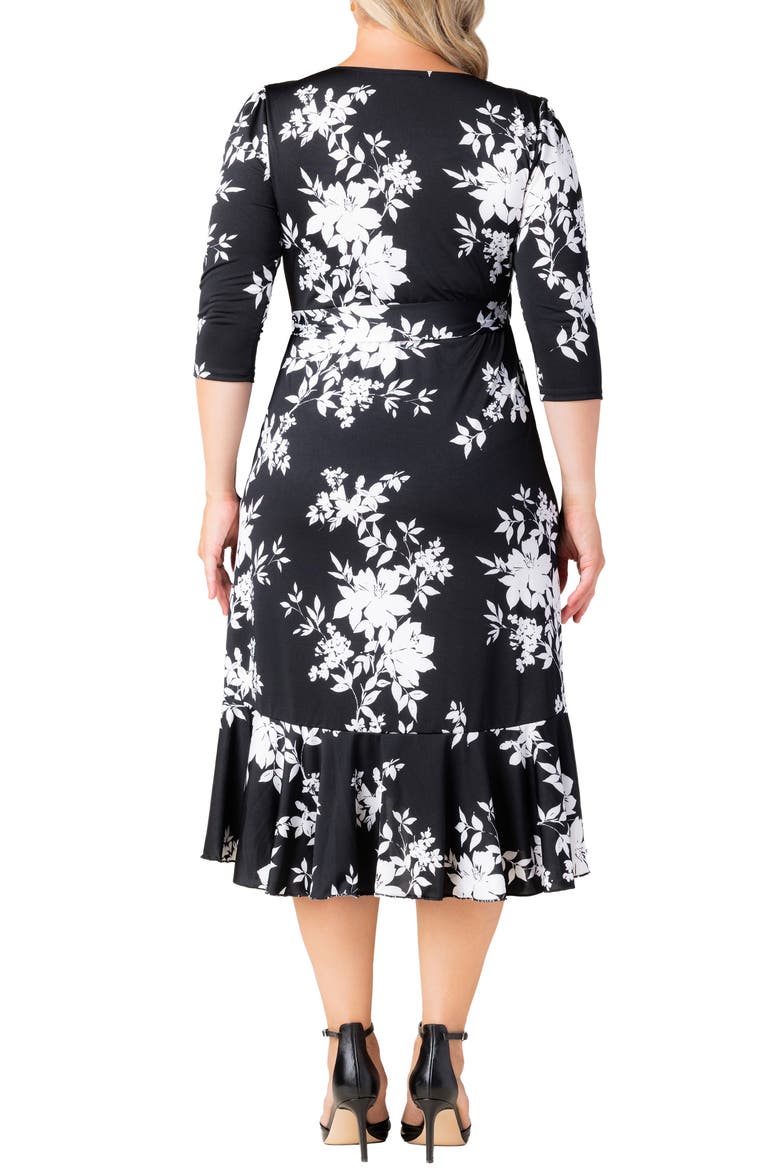 Flirty Flounce Wrap Dress, Alternate, color, BLACK FLORAL PRINT