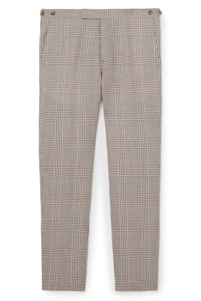 Epsom Tailored Fit Glen Check Linen & Wool Blend Suit Pants, Alternate, color, OATMEAL BROWN