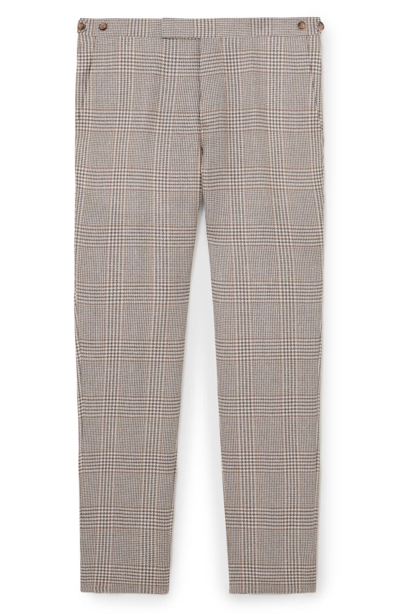Reiss Epsom Tailored Fit Glen Check Linen & Wool Blend Suit Pants, Alternate, color, Oatmeal Brown