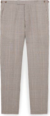Reiss Epsom Tailored Fit Glen Check Linen & Wool Blend Suit Pants