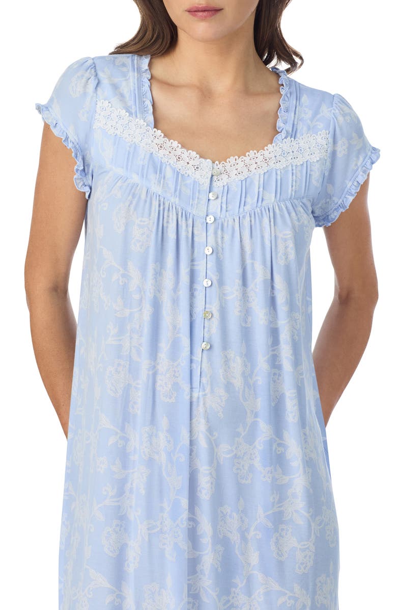 Eileen West Waltz Floral Nightgown, Alternate, color, Blue/ Prt