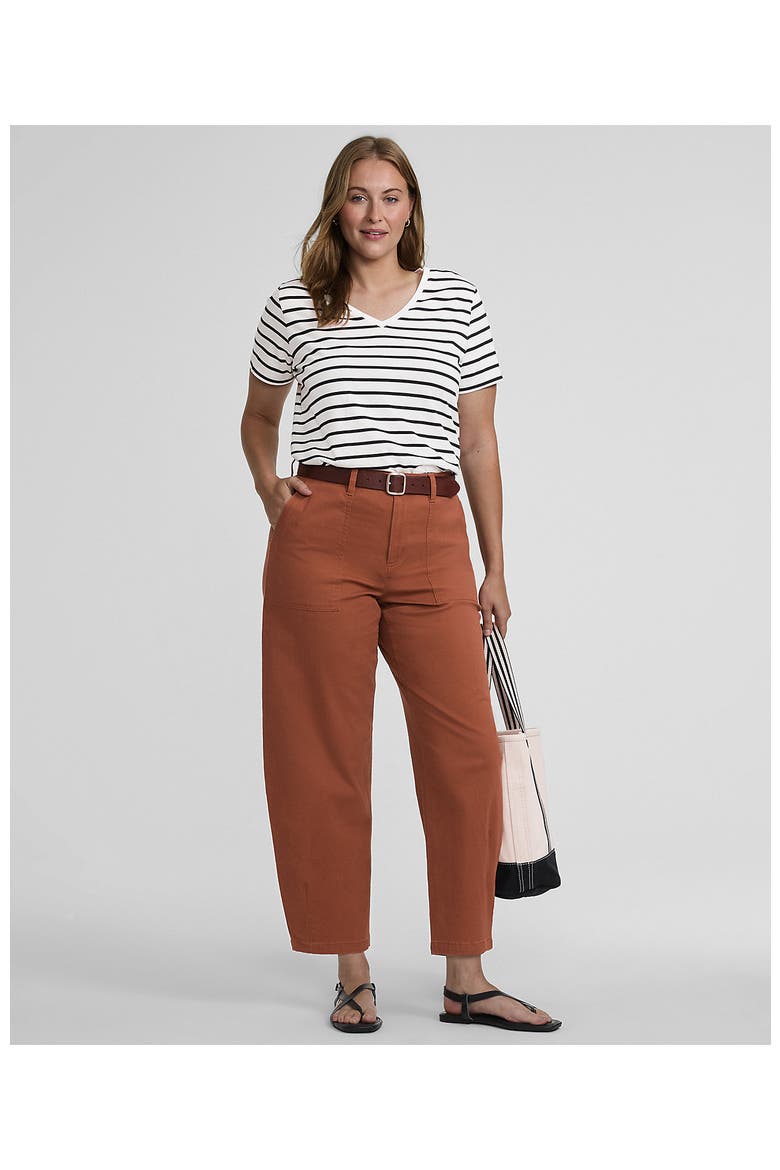 Plus Size Chino High Rise Barrel Leg Utility Ankle Pants, Alternate, color, Rich Ginger Brown