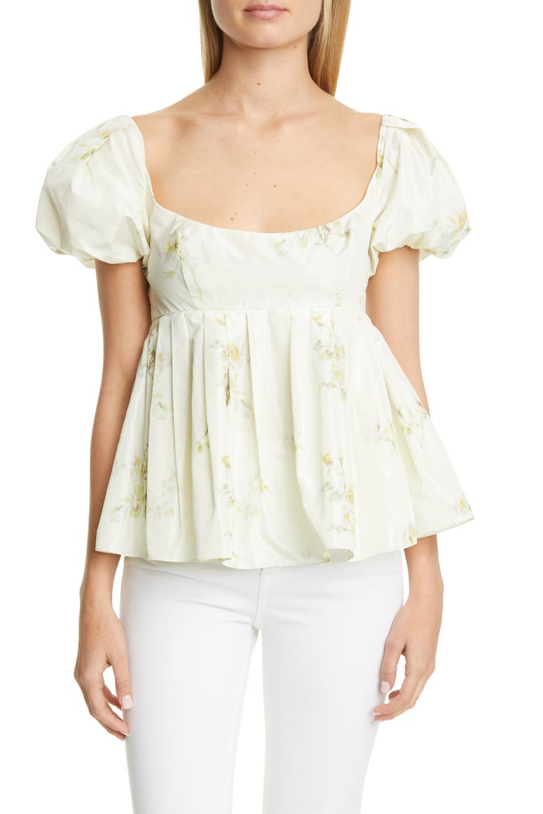 Floral Print Babydoll Top, Main, color, NATURAL