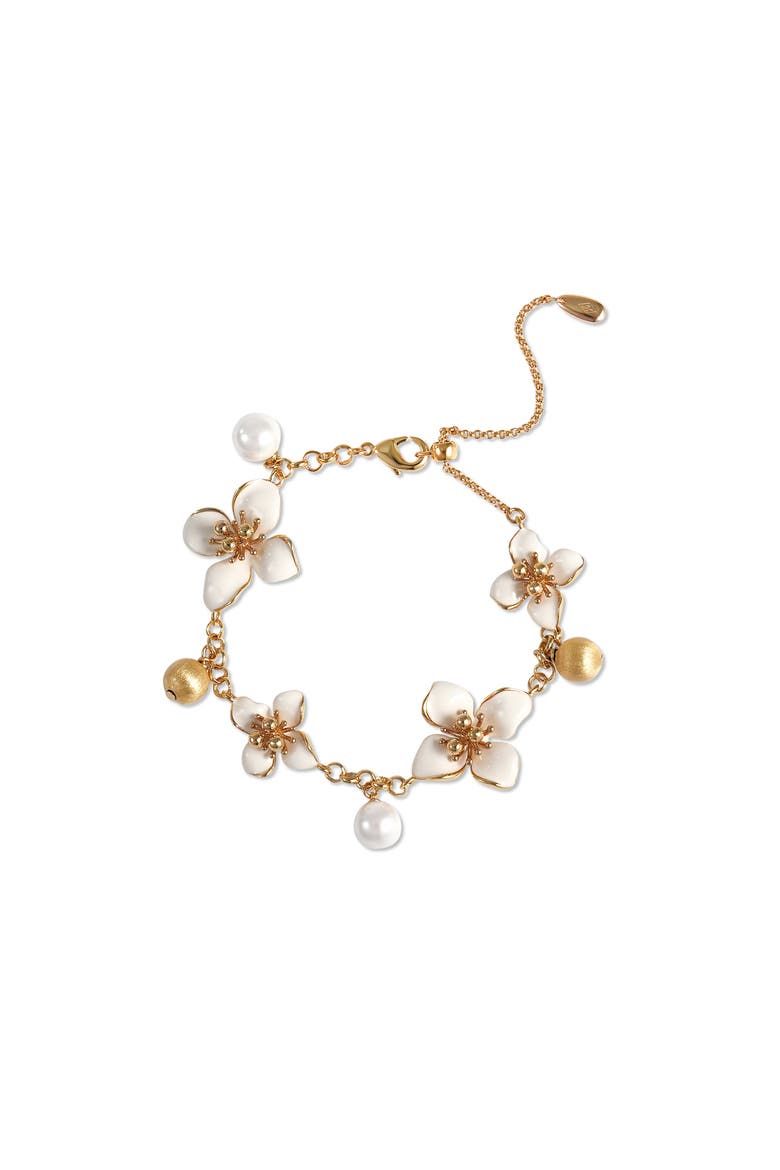 Iris Blossom Bracelet, Main, color, White & Gold