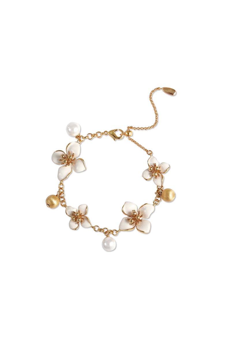 RC RETRO CHIC Iris Blossom Bracelet, Main, color, White & Gold