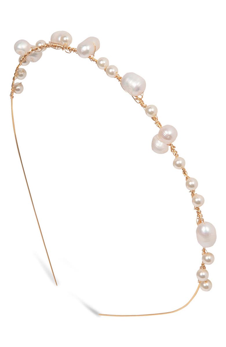 Jennifer Behr Tasha Faux Pearl Headband, Main, color,