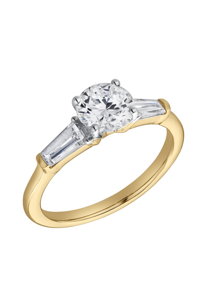 Nova 14K Gold Tapered Baguette & Round Cut Lab Grown Diamond Three Stone Ring - 1.48 ct, Alternate, color, 14K Yellow Gold