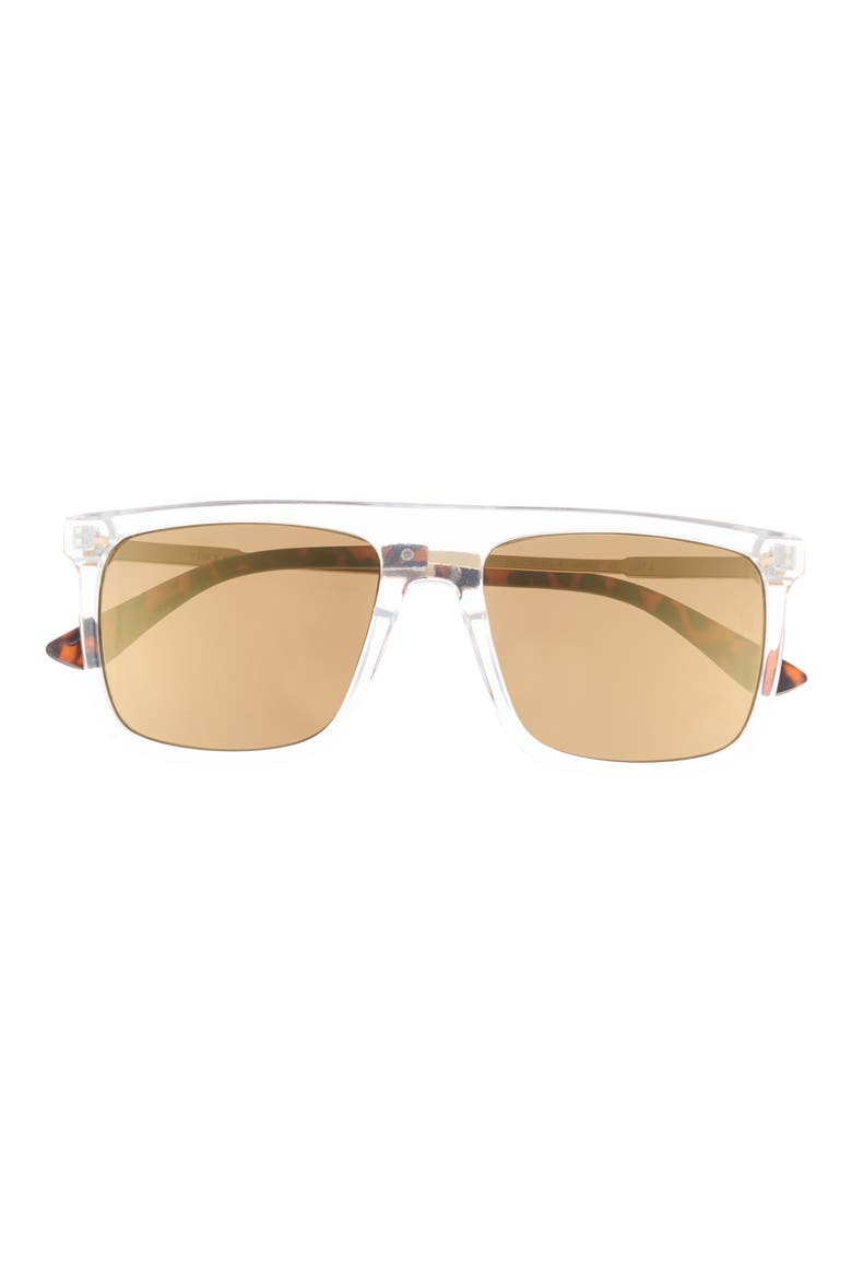 55mm Flat Top Square Sunglasses, Main, color, CLEAR