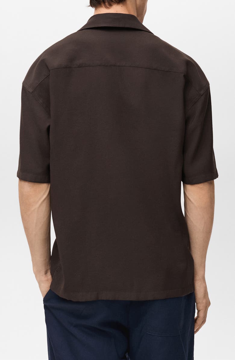 MANGO Relaxed Fit Camp Shirt, Alternate, color, Chocolate