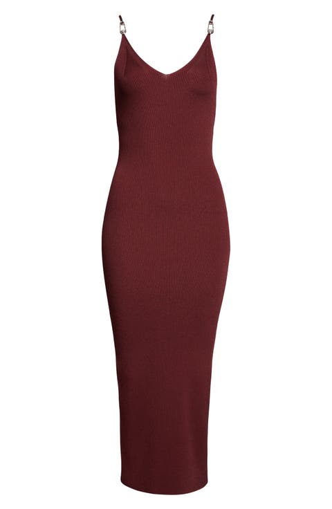 Safety Pin Rib Knit Midi Dress