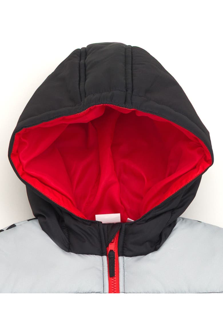 Racing Hooded Puffer Jacket, Alternate, color, Black Checkerboard