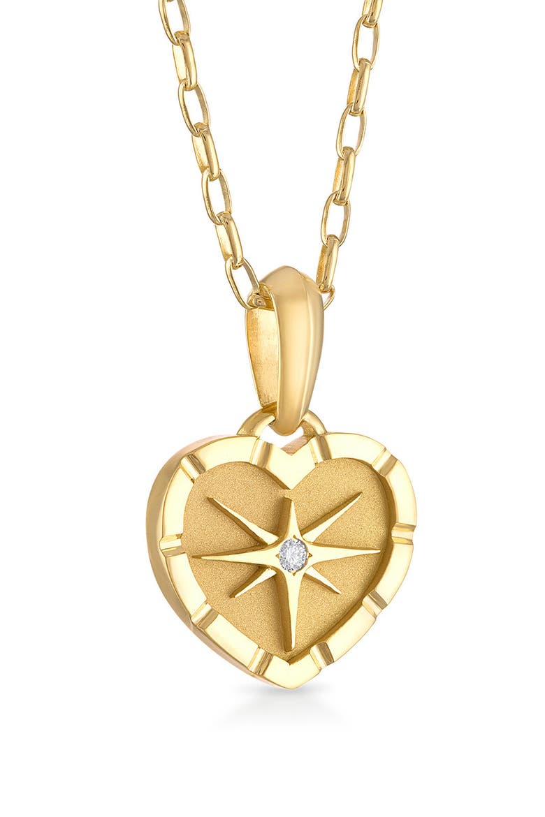 Eight-Point Diamond Heart Pendant Necklace, Main, color, GOLD