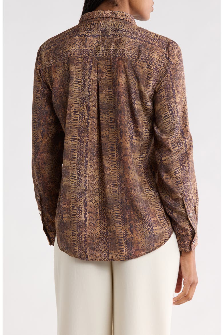Mixed Print Roll Tab Button Up Shirt, Alternate, color, RUST MULTI