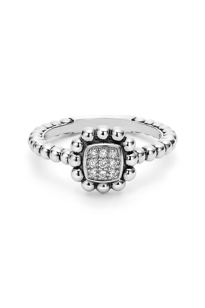 Caviar Spark Diamond Square Ring, Alternate, color, SILVER/ DIAMOND