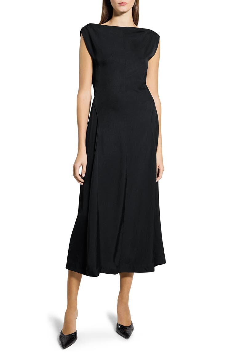 Boat Neck Midi Dress, Main, color, BLACK - 001