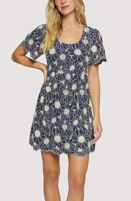 Lost + Wander Zenith Bloom Embroidered Cotton Minidress In Blue