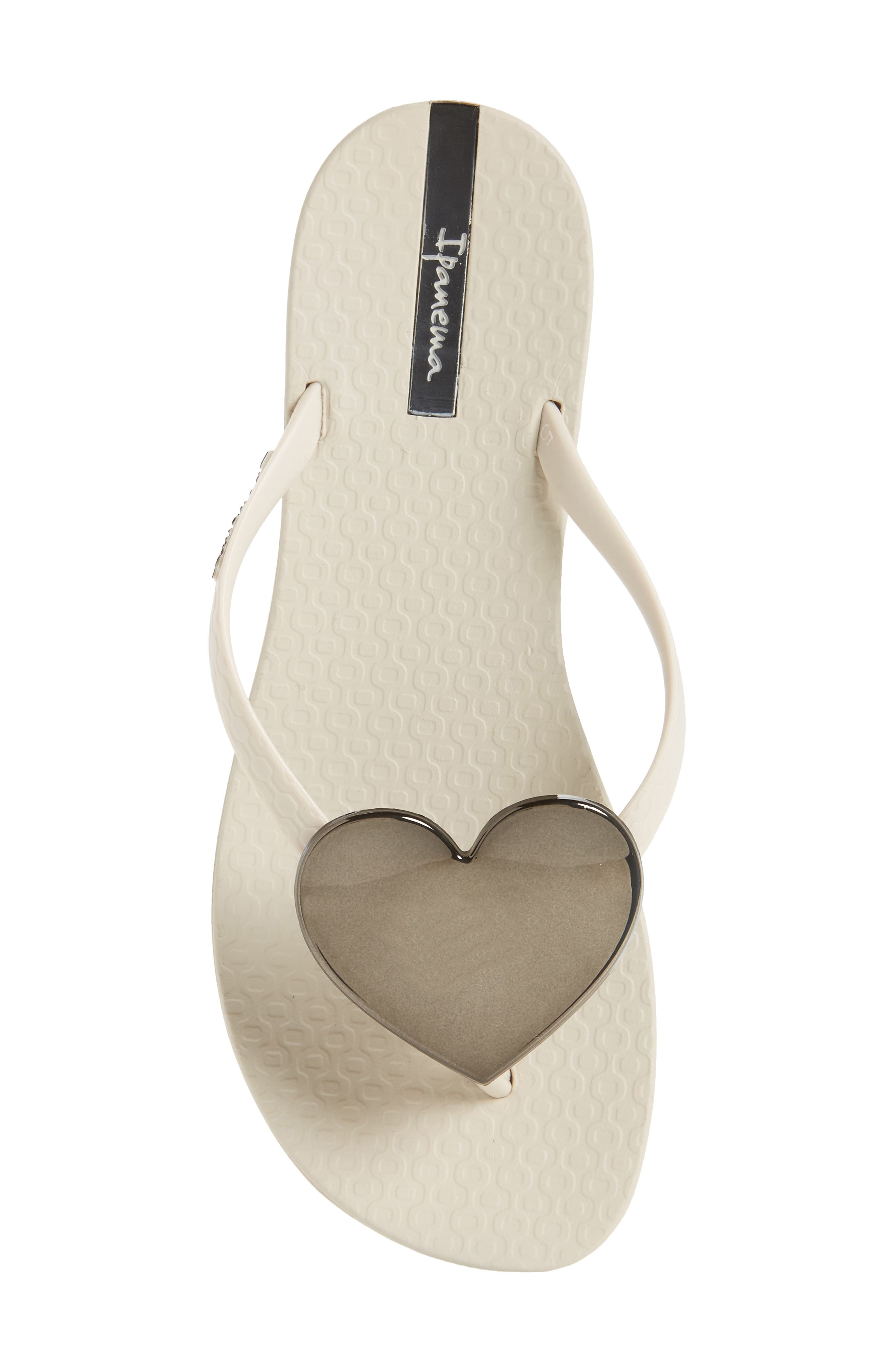 Ipanema Wave Heart Flip Flop, Alternate, color, Beige/ Beige/ Black
