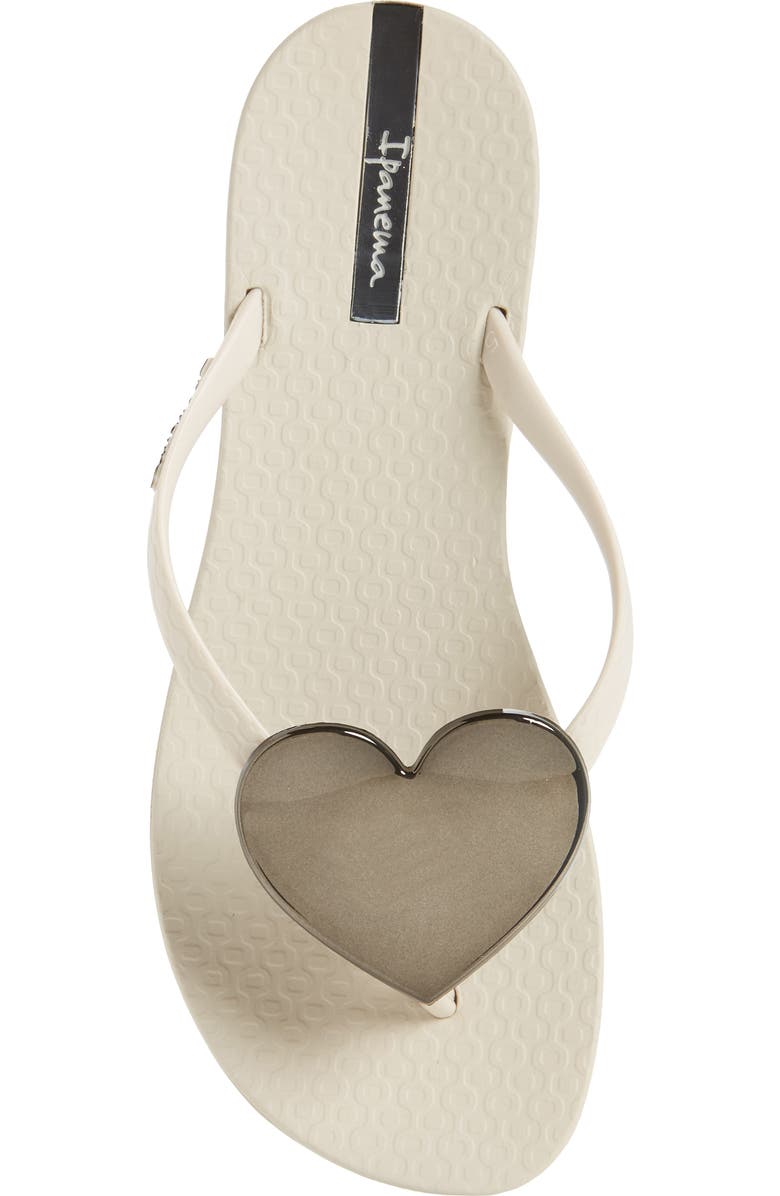 Ipanema Wave Heart Flip Flop, Alternate, color, Beige/ Beige/ Black