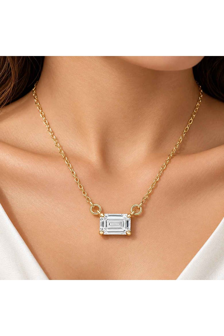 3/4ct Emerald Cut Diamond White Or Yellow Gold Pendant 18" Necklace Lab Grown, Alternate, color, White Gold