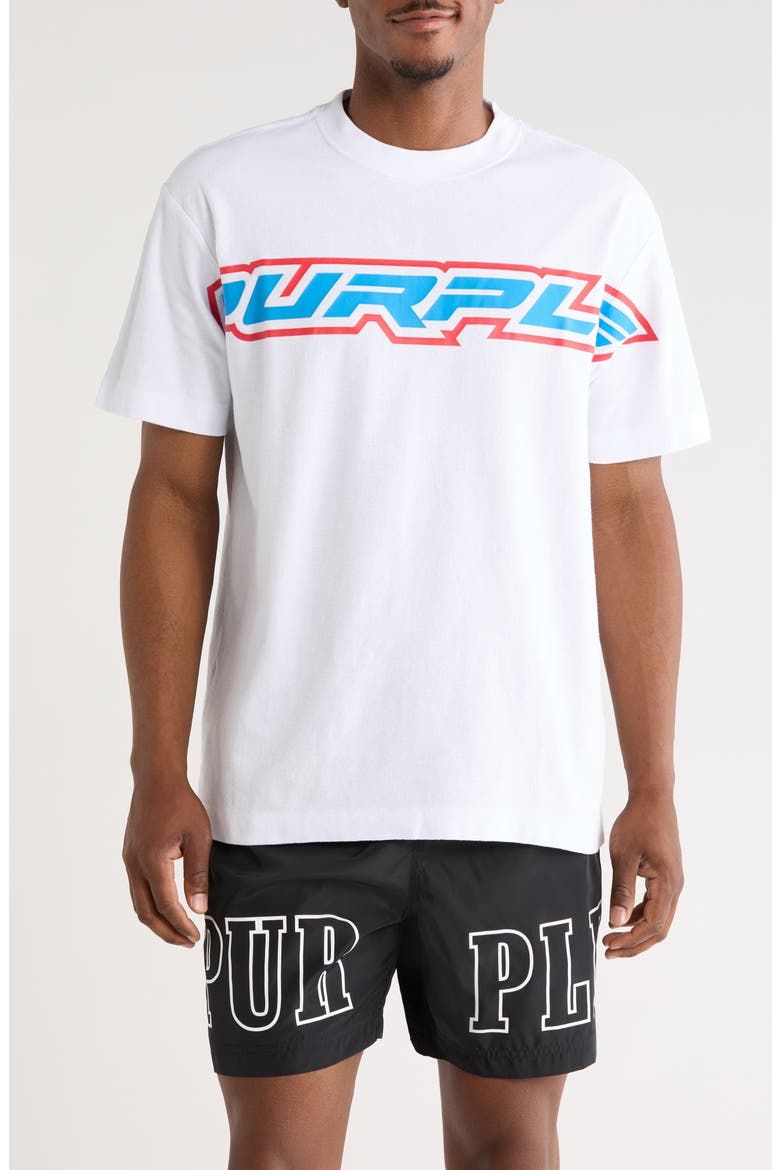 Oversize Textured Cotton Jersey Graphic T-Shirt, Main, color, WHITE