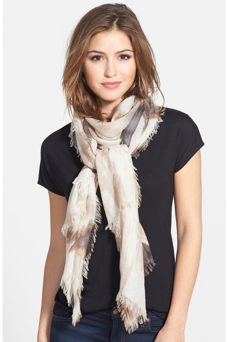 'Cascading Eyelash' Cashmere Silk Blend Scarf, Main, color, BLACK/ NEUTRAL