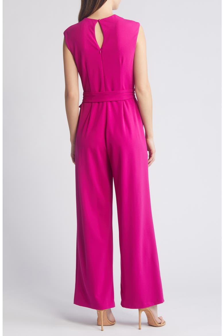 Twist Neck Sleeveless Jumpsuit, Alternate, color, MAGENTA