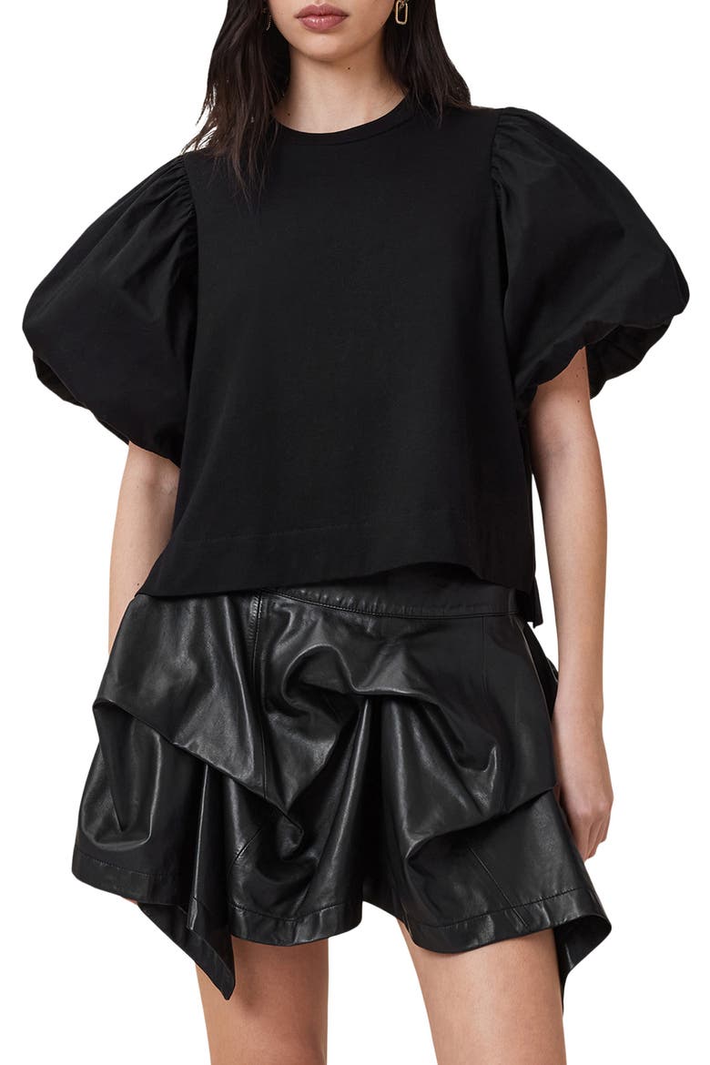 Jess Puff Sleeve T-Shirt, Main, color, BLACK