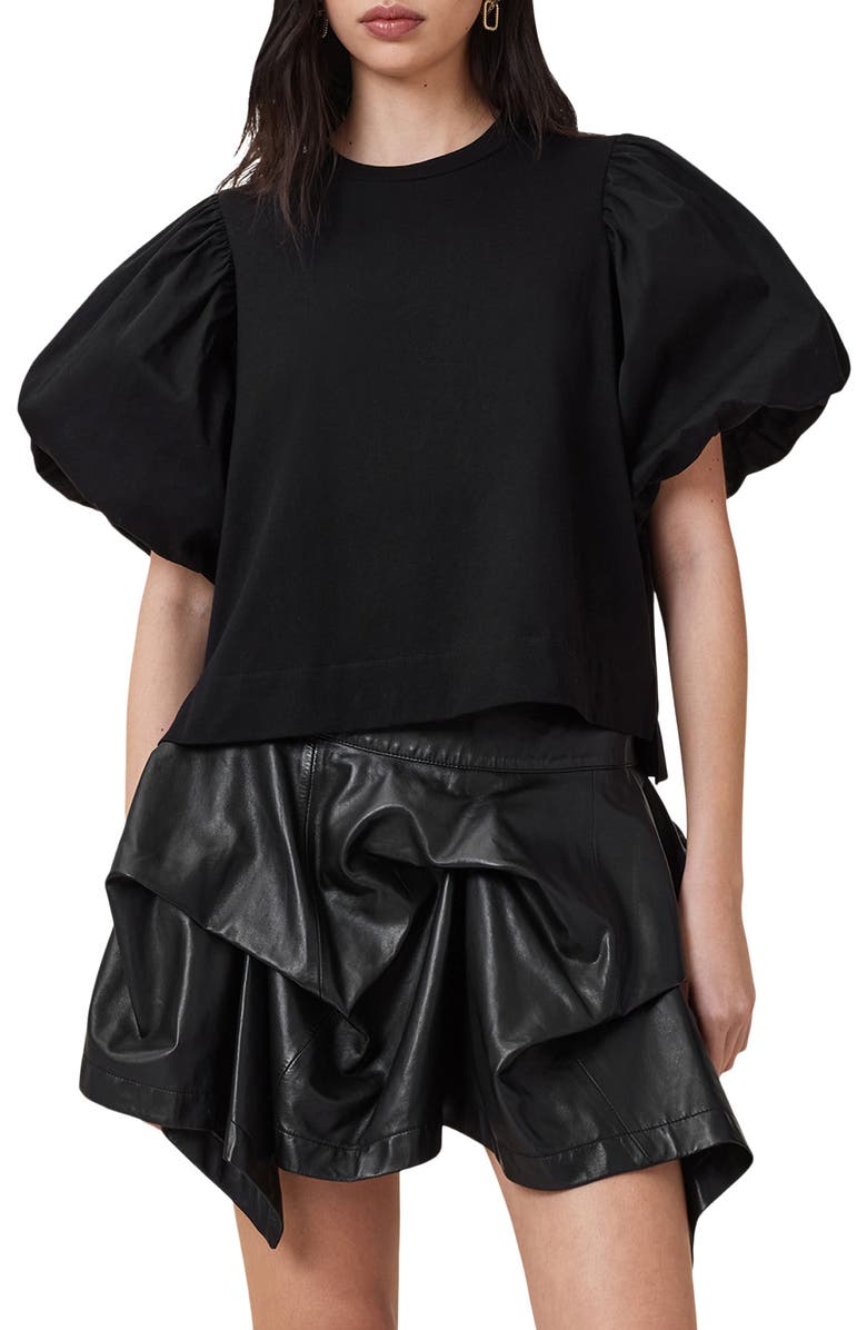 AllSaints Jess Puff Sleeve T-Shirt, Main, color, Black