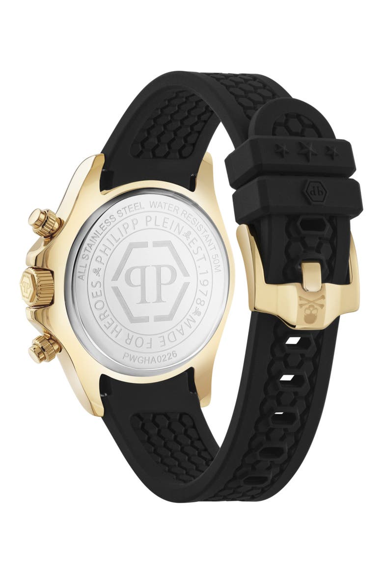 Nobile Chronograph Silicone Strap Watch, 43mm, Alternate, color, IP YELLOW GOLD