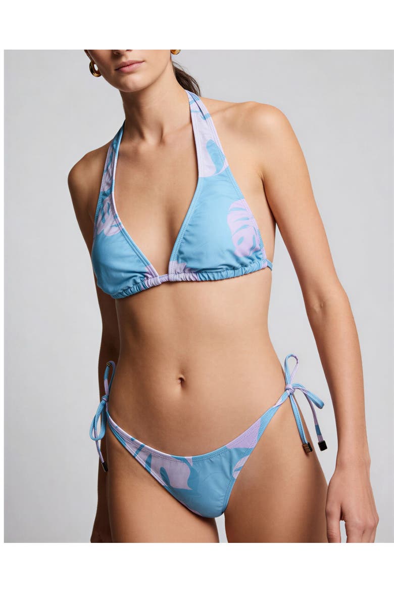 Monstera Floral Womens Bikini Top, Main, color, Monstera Floral Teal