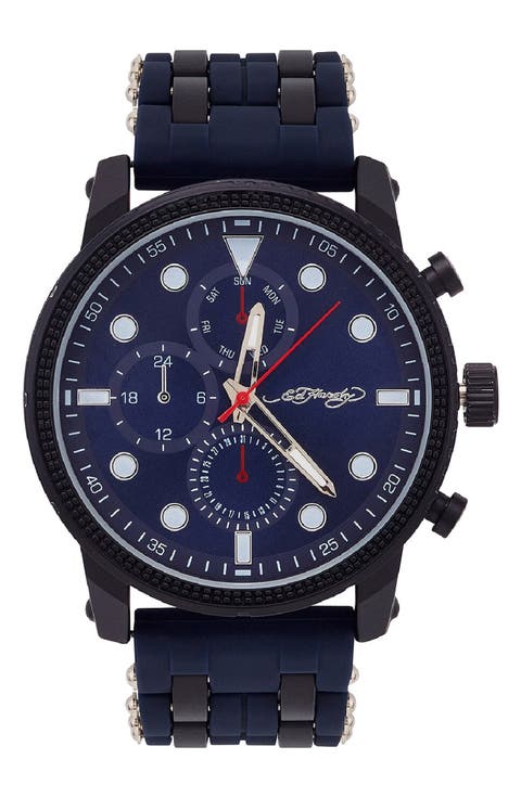 Quartz Chronograph Silicone Strap Watch, 48mm
